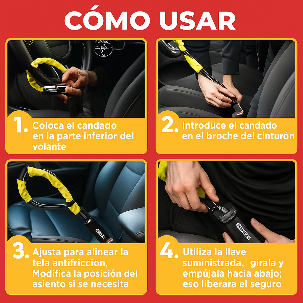 Cinturón Bloqueador Antirrobo para Automóviles