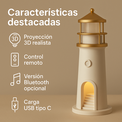 Lámpara Faro Proyector Lunar LED con Control Remoto