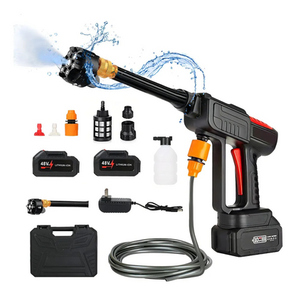 Hidrolavadora Portátil Inalámbrica 48V 2 Baterías – Boquilla 6 en 1 Incorporada