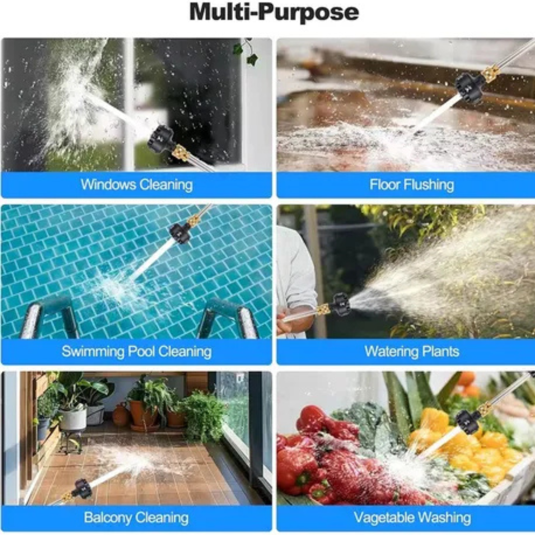 Hidrolavadora Portátil Inalámbrica 48V 2 Baterías – Boquilla 6 en 1 Incorporada